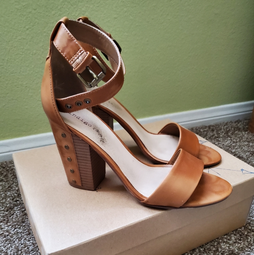 Indigo chunky heel